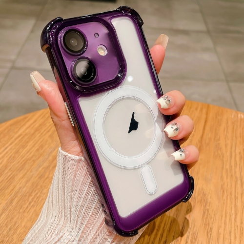 

For iPhone 11 Clear Acrylic + TPU MagSafe Magnetic Phone Case(Purple)