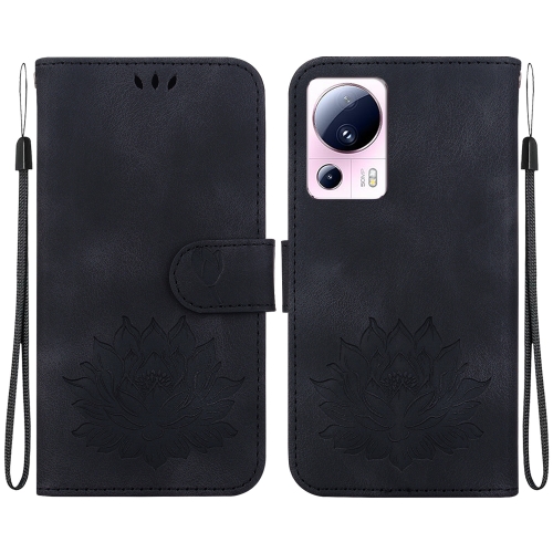 

For Xiaomi 13 Lite / Civi 2 Lotus Embossed Leather Phone Case(Black)