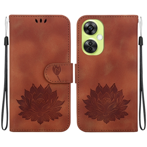 

For OPPO K11x Lotus Embossed Leather Phone Case(Brown)