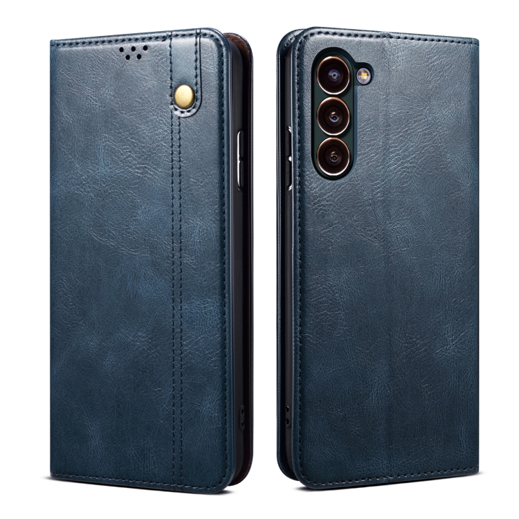 

For Samsung Galaxy S24+ 5G Oil Wax Crazy Horse Texture Leather Phone Case(Blue)