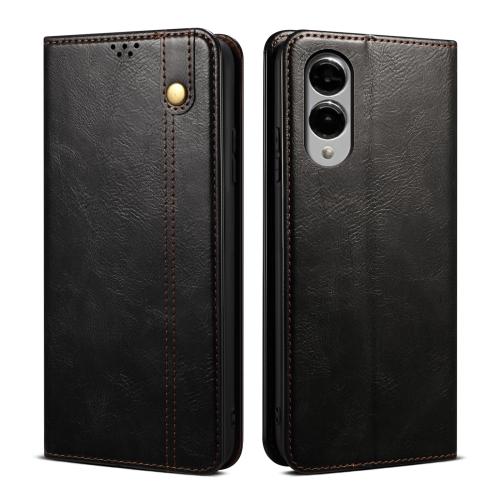 

For Samsung Galaxy S25 Edge 5G Oil Wax Crazy Horse Texture Leather Phone Case(Black)