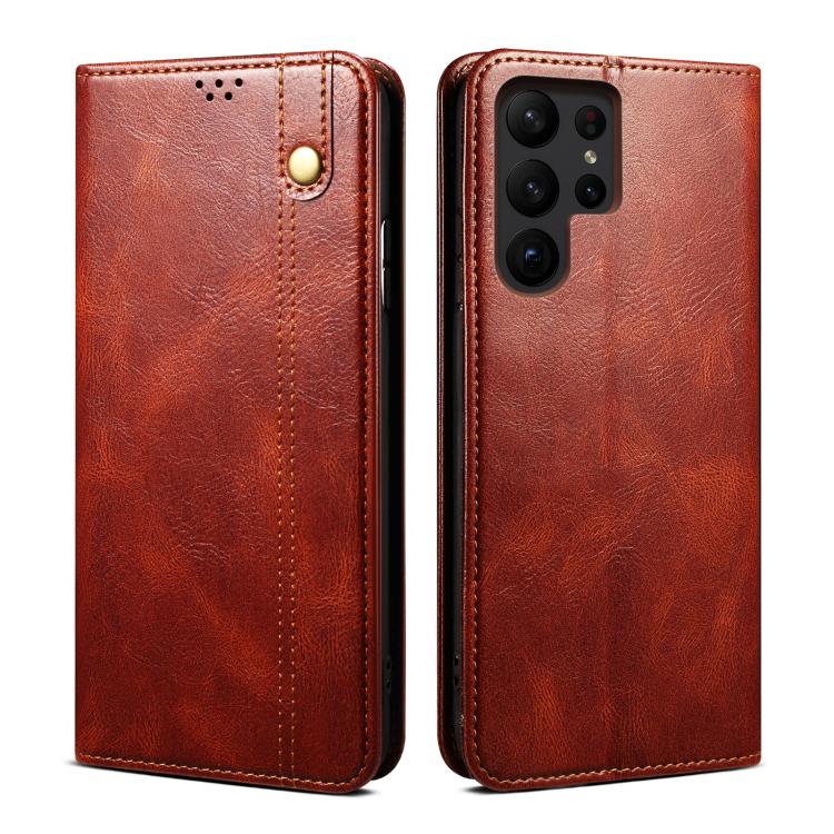 

For Samsung Galaxy S26 Ultra 5G Oil Wax Crazy Horse Texture Leather Phone Case(Brown)