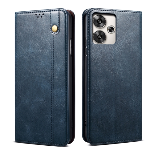 

For Xiaomi Poco M6 4G Oil Wax Crazy Horse Texture Leather Phone Case(Blue)