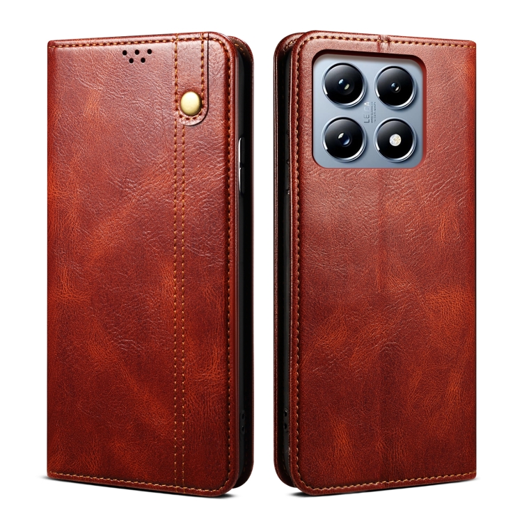 

For Xiaomi 14T Pro Oil Wax Crazy Horse Texture Leather Phone Case(Brown)