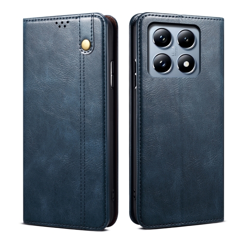 

For Xiaomi 14T Pro Oil Wax Crazy Horse Texture Leather Phone Case(Blue)