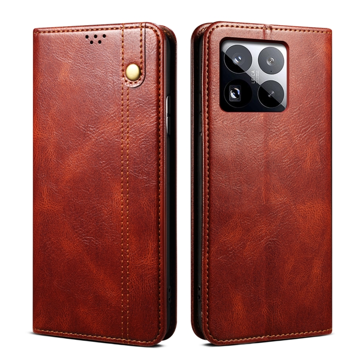 

For Xiaomi 15 Pro Oil Wax Crazy Horse Texture Leather Phone Case(Brown)