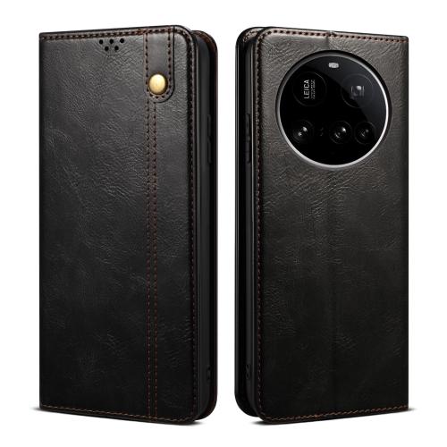 

For Xiaomi 15 Ultra Oil Wax Crazy Horse Texture Leather Phone Case(Black)