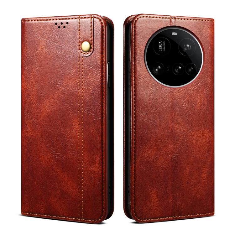 

For Xiaomi 15 Ultra Oil Wax Crazy Horse Texture Leather Phone Case(Brown)