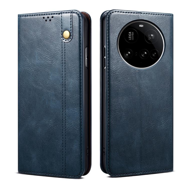 

For Xiaomi 15 Ultra Oil Wax Crazy Horse Texture Leather Phone Case(Blue)