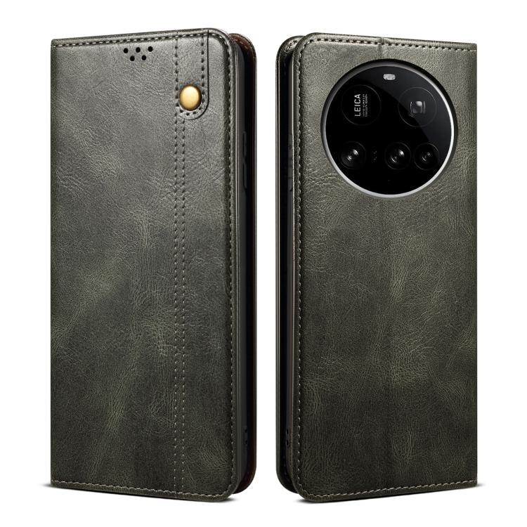 

For Xiaomi 15 Ultra Oil Wax Crazy Horse Texture Leather Phone Case(Green)