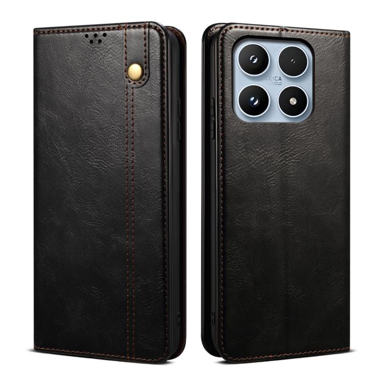 

For Xiaomi 17 Oil Wax Crazy Horse Texture Leather Phone Case(Black)