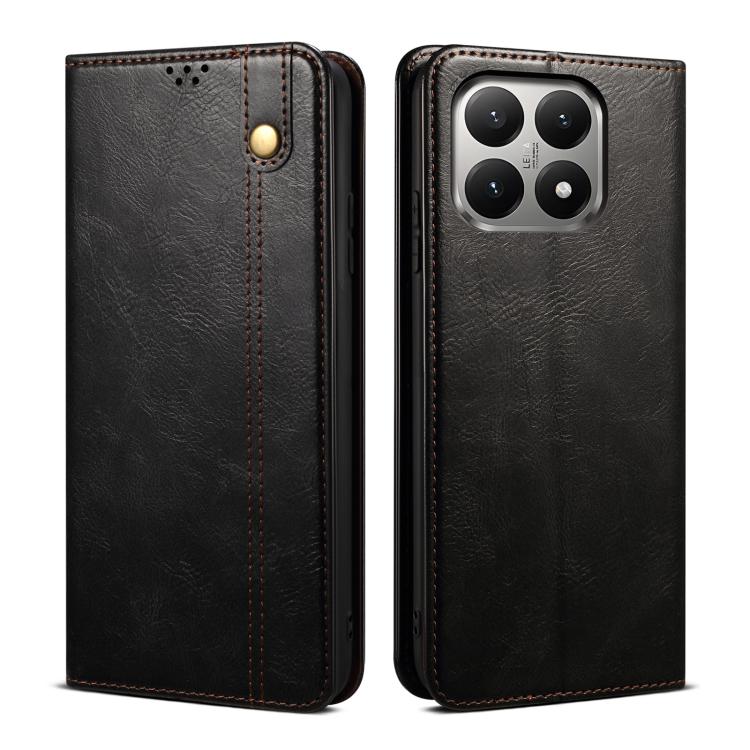 

For Xiaomi 15T 5G Oil Wax Crazy Horse Texture Leather Phone Case(Black)