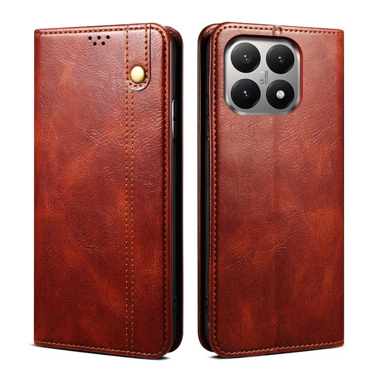 

For Xiaomi 15T 5G Oil Wax Crazy Horse Texture Leather Phone Case(Brown)