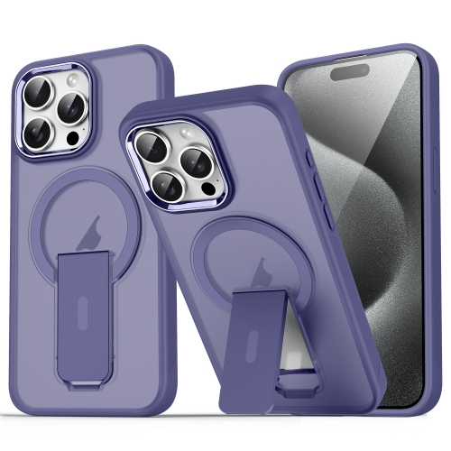 

For iPhone 15 Pro Max Acrylic Hybrid TPU MagSafe Holder Phone Case(Dark Night Purple)