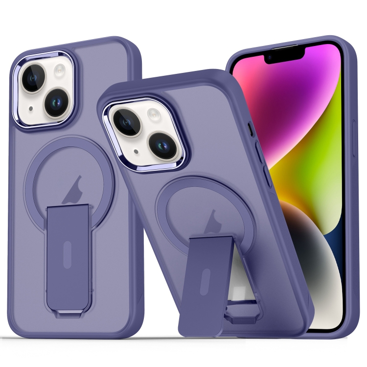 

For iPhone 14 / 13 Acrylic Hybrid TPU MagSafe Holder Phone Case(Dark Night Purple)