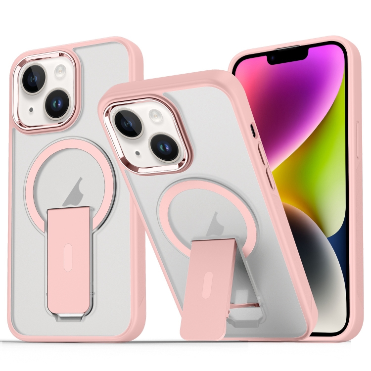 

For iPhone 14 / 13 Acrylic Hybrid TPU MagSafe Holder Phone Case(Pink)