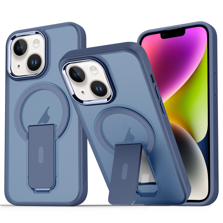 

For iPhone 14 / 13 Acrylic Hybrid TPU MagSafe Holder Phone Case(Dark Blue)