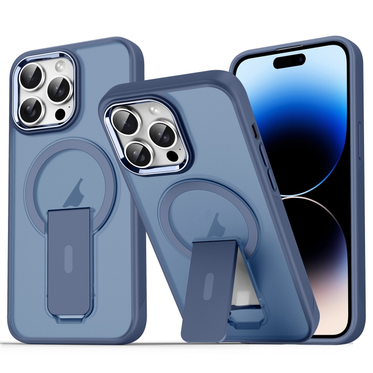 

For iPhone 14 Pro Acrylic Hybrid TPU MagSafe Holder Phone Case(Dark Blue)