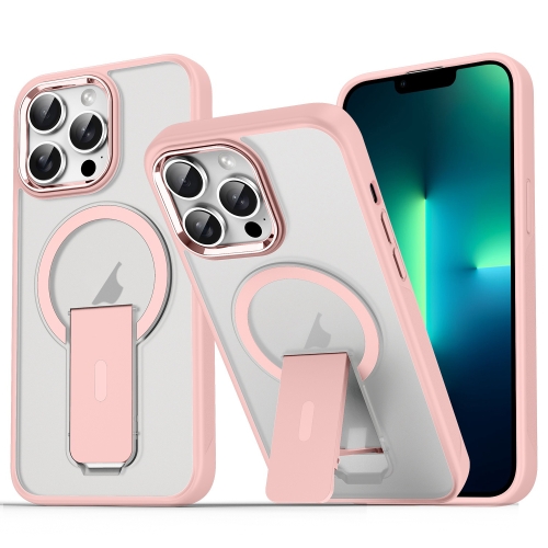 

For iPhone 13 Pro Max Acrylic Hybrid TPU MagSafe Holder Phone Case(Pink)