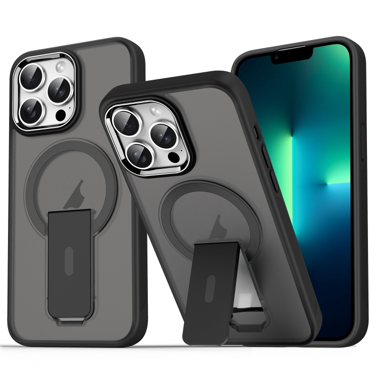 

For iPhone 13 Pro Max Acrylic Hybrid TPU MagSafe Holder Phone Case(Black)