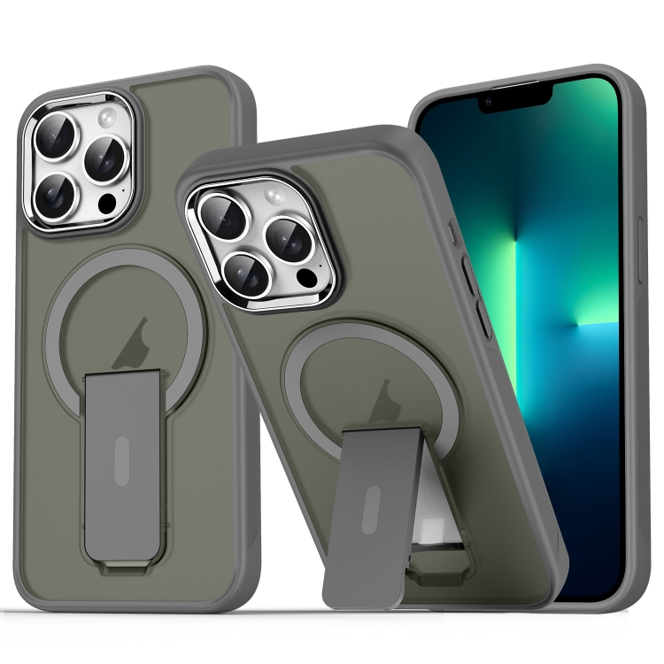 

For iPhone 13 Pro Acrylic Hybrid TPU MagSafe Holder Phone Case(Titanium Grey)