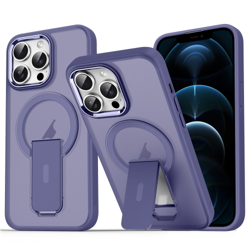 

For iPhone 12 Pro Max Acrylic Hybrid TPU MagSafe Holder Phone Case(Dark Night Purple)