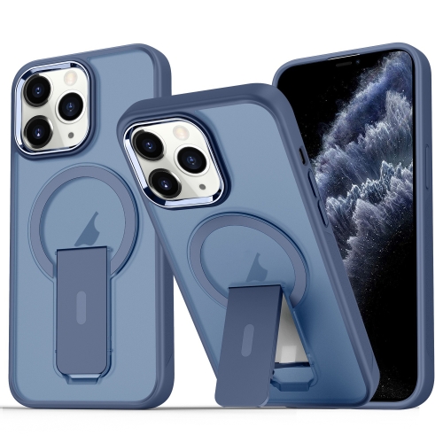 

For iPhone 11 Pro Max Acrylic Hybrid TPU MagSafe Holder Phone Case(Dark Blue)