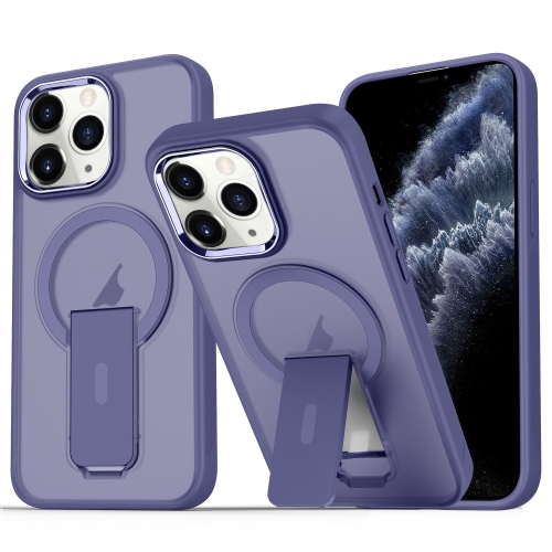 

For iPhone 11 Pro Acrylic Hybrid TPU MagSafe Holder Phone Case(Dark Night Purple)