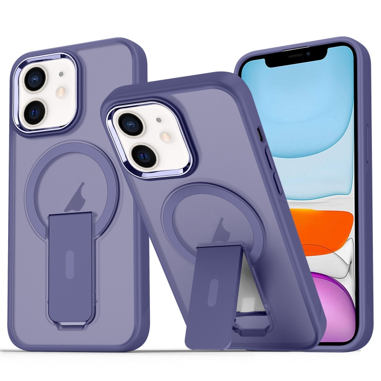 

For iPhone 11 Acrylic Hybrid TPU MagSafe Holder Phone Case(Dark Night Purple)