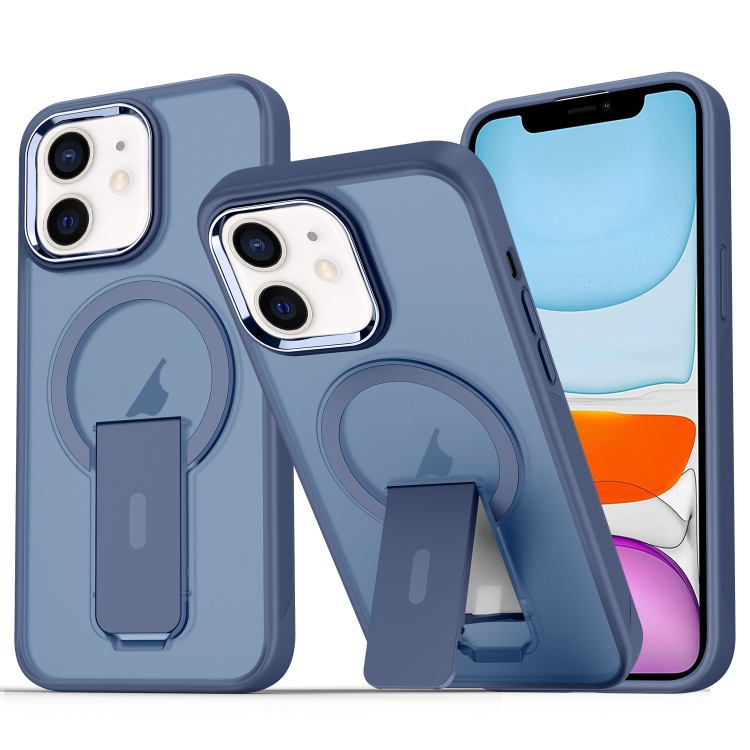 

For iPhone 11 Acrylic Hybrid TPU MagSafe Holder Phone Case(Dark Blue)