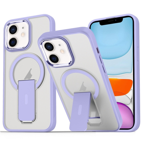 

For iPhone 11 Acrylic Hybrid TPU MagSafe Holder Phone Case(Lavender Purple)