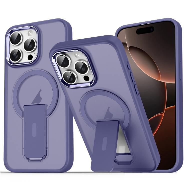

For iPhone 16 Pro Acrylic Hybrid TPU MagSafe Holder Phone Case(Dark Night Purple)
