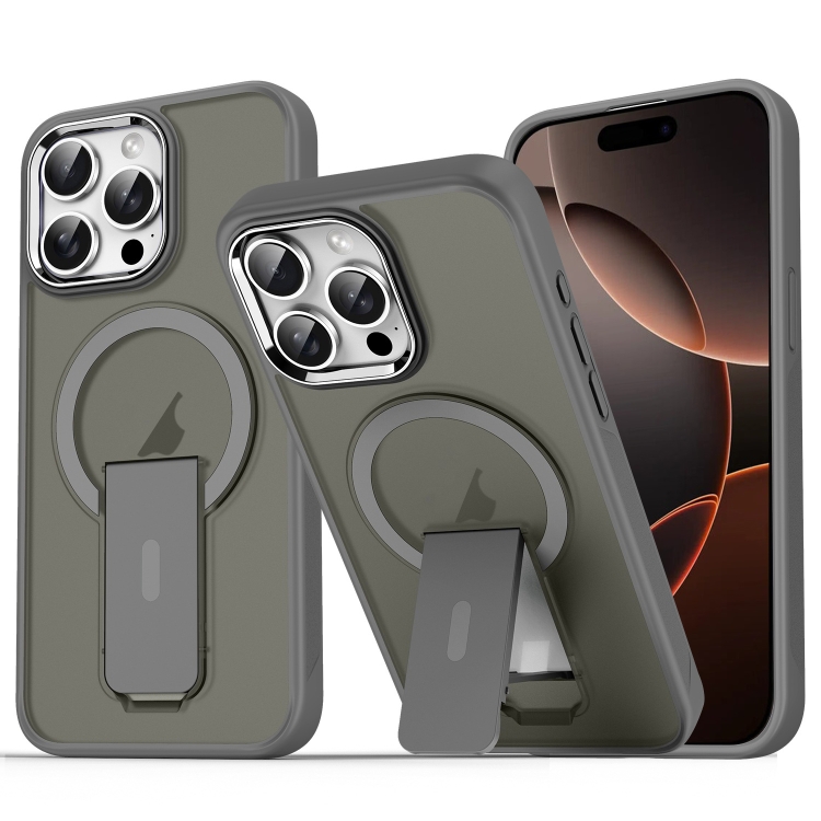 

For iPhone 16 Pro Acrylic Hybrid TPU MagSafe Holder Phone Case(Titanium Grey)