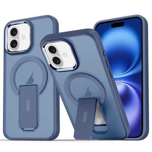 

For iPhone 16 Plus Acrylic Hybrid TPU MagSafe Holder Phone Case(Dark Blue)