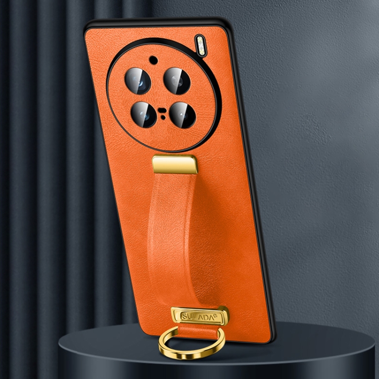 

For vivo X200 Pro SULADA PC + Leather Texture Skin Feel Shockproof Phone Case(Orange)