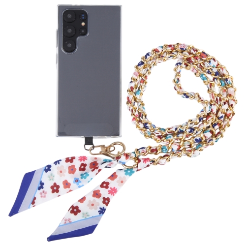 

Mobile Phone Anti-lost Silk Scarf Full Coverage Long Lanyard(Blue)