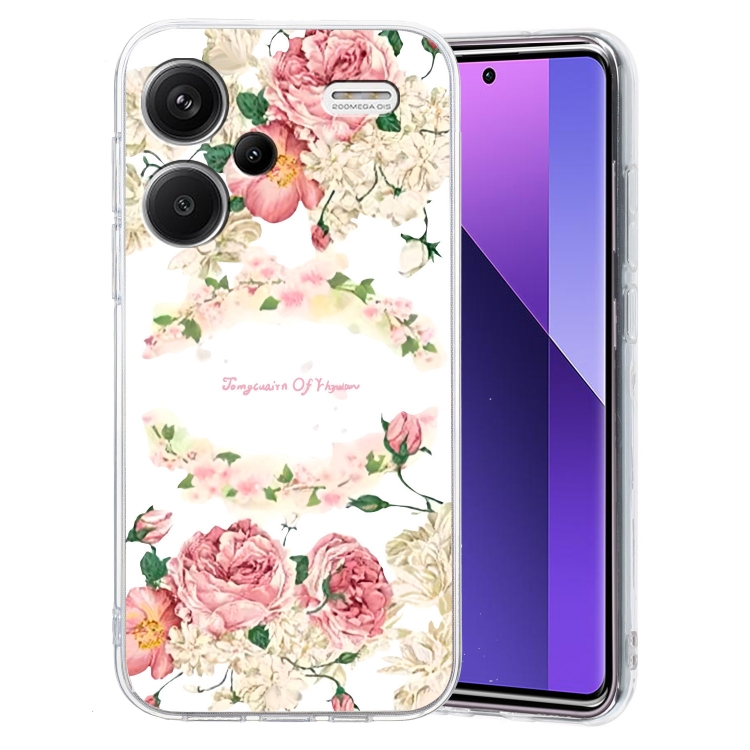

For Xiaomi Redmi Note 13 Pro+ Colored Drawing Pattern Transparent TPU Phone Case(Rose)