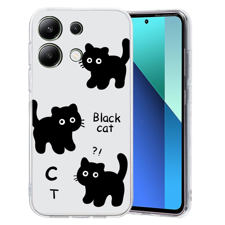 

For Xiaomi Redmi Note 13 Pro 5G Colored Drawing Pattern Transparent TPU Phone Case(Black Cat)