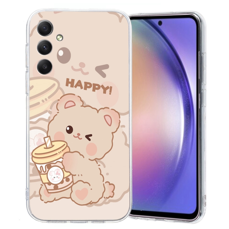 

For Samsung Galaxy S24 5G Colored Drawing Pattern Transparent TPU Phone Case(Bear)