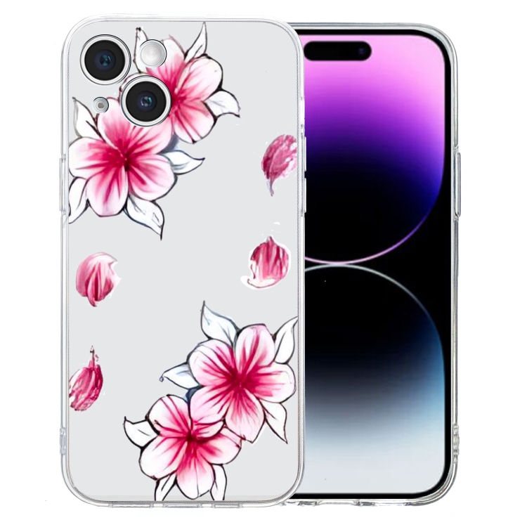 

For iPhone 14 Colored Drawing Pattern Transparent TPU Phone Case(Sakura)