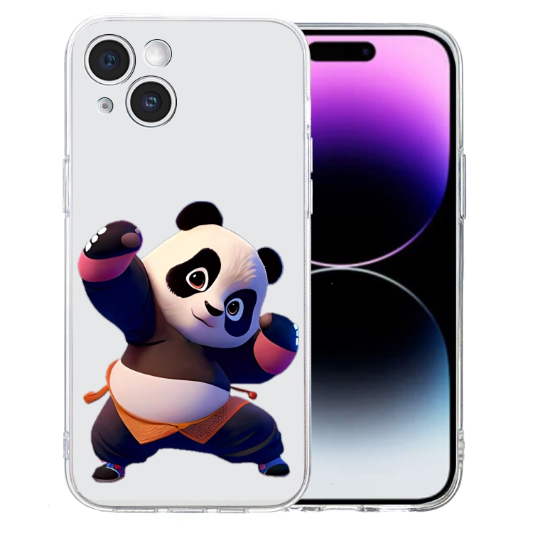 

For iPhone 14 Plus Colored Drawing Pattern Transparent TPU Phone Case(Panda)
