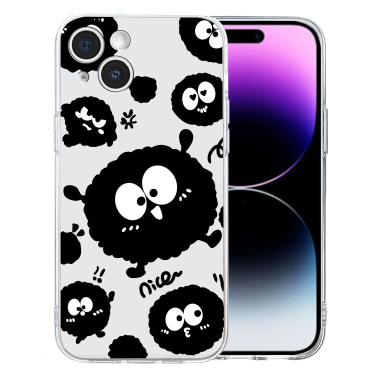 

For iPhone 15 Colored Drawing Pattern Transparent TPU Phone Case(Black Eye)