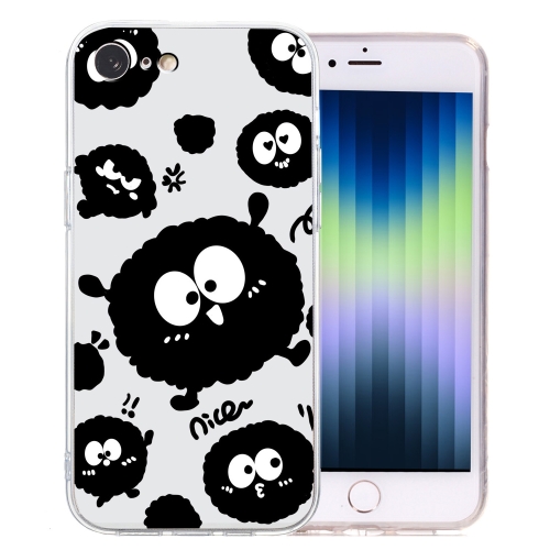 

For iPhone SE 2022 / SE 2020 / 8 / 7 Colored Drawing Pattern Transparent TPU Phone Case(Black Eye)