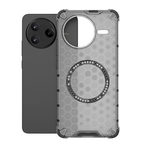 

For Redmi K80 5G Honeycomb Magnetic Ring Shockproof Phone Case(Black)