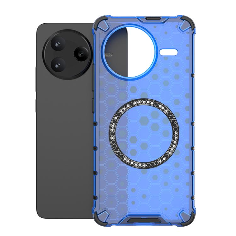 

For Redmi K80 5G / Poco F7 Pro Honeycomb Magnetic Ring Shockproof Phone Case(Blue)
