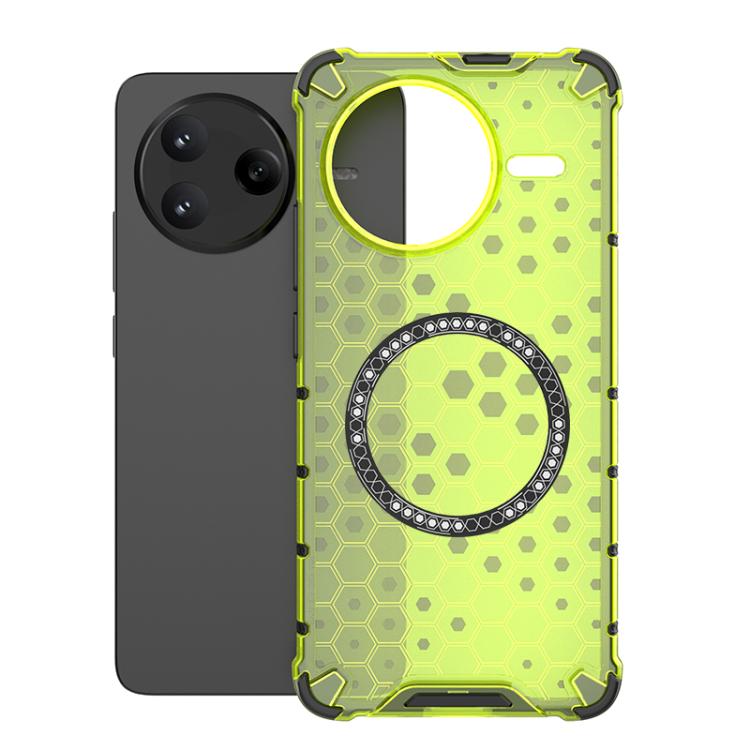 

For Redmi K80 5G / Poco F7 Pro Honeycomb Magnetic Ring Shockproof Phone Case(Green)