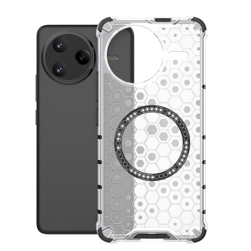 

For Redmi K80 Pro 5G Honeycomb Magnetic Ring Shockproof Phone Case(White)