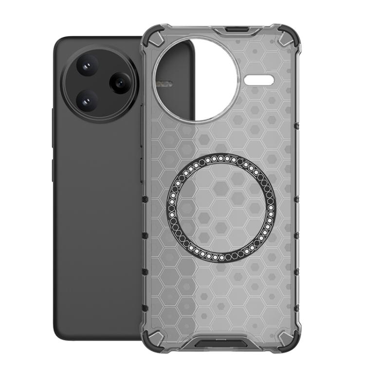 

For Redmi K80 Pro 5G / Poco F7 Ultra Honeycomb Magnetic Ring Shockproof Phone Case(Black)