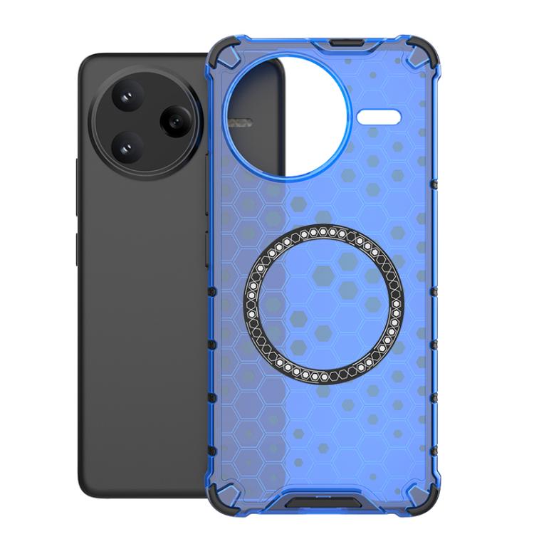 

For Redmi K80 Pro 5G / Poco F7 Ultra Honeycomb Magnetic Ring Shockproof Phone Case(Blue)