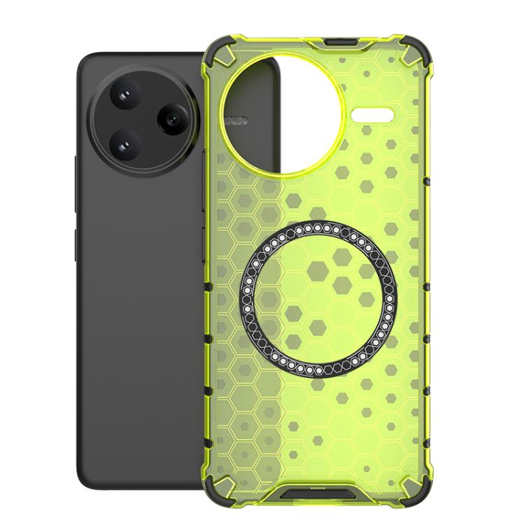 

For Redmi K80 Pro 5G / Poco F7 Ultra Honeycomb Magnetic Ring Shockproof Phone Case(Green)